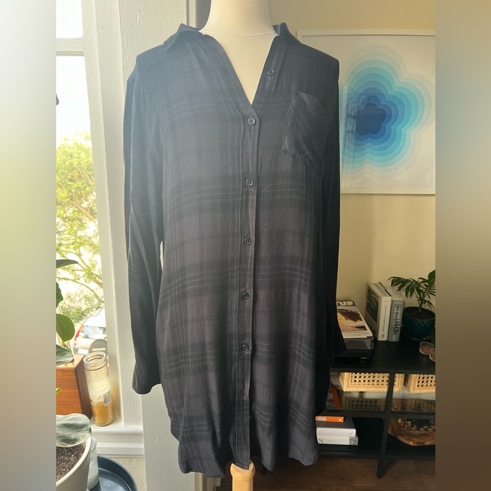 Rails black flannel long-sleeved dress